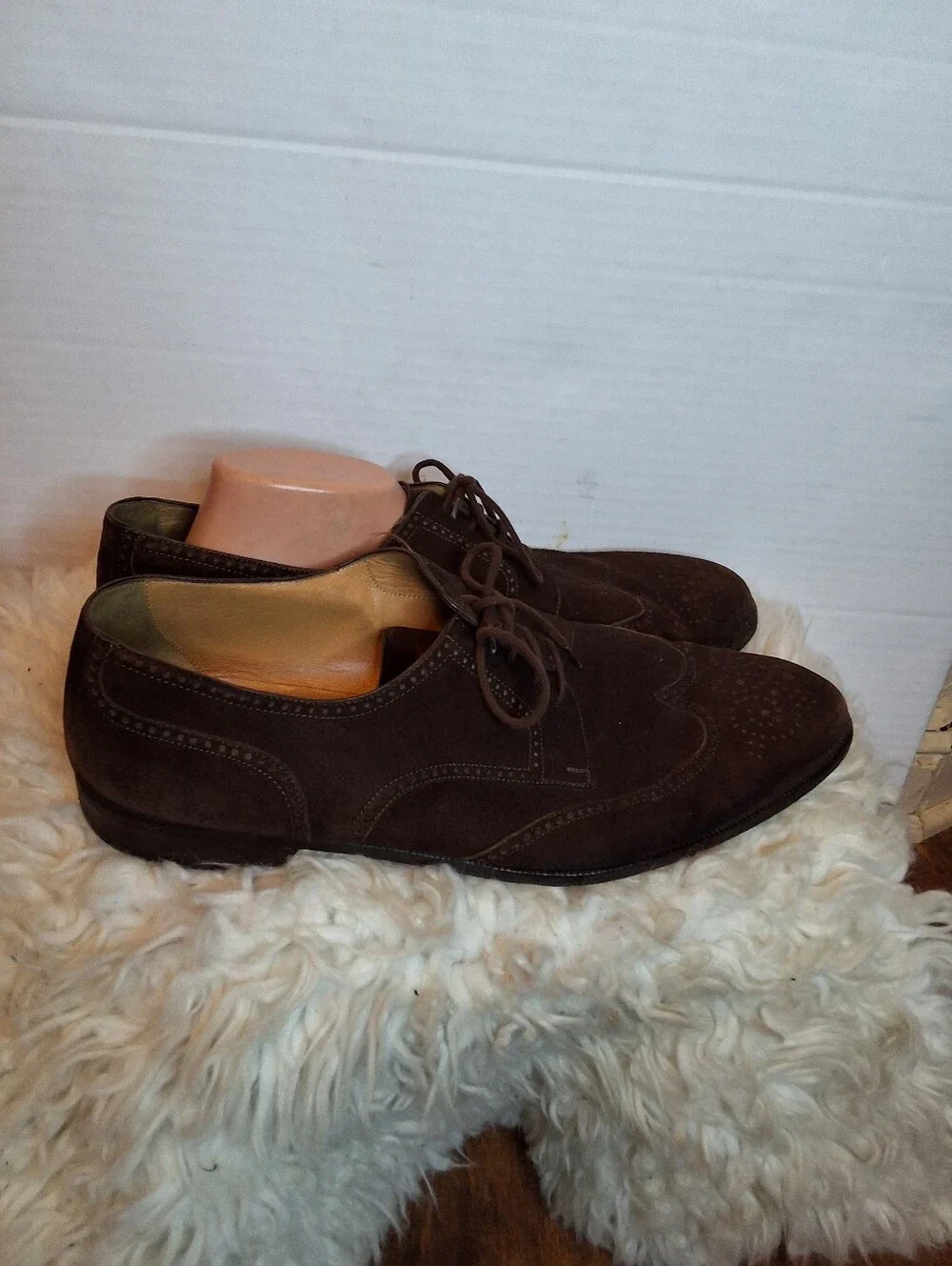 Bally Italian Men’s Brown Suede Wingtip Brogue Oxford Shoes Size 14D